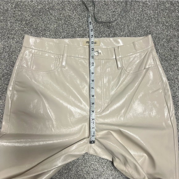 Madewell Pants Womens 31 Beige Perfect Vintage Straight Jean Faux Leather NEW - Picture 4 of 9